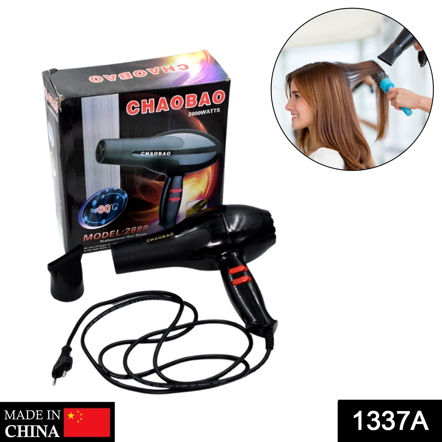 Stylish hair dryer for professional use, ideal for men and women. Stylish hair dryer for professional use, ideal for men and women.